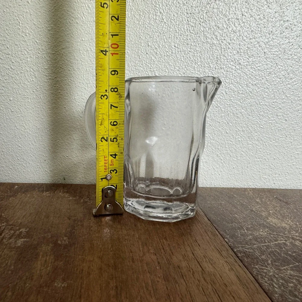 Vintage‎ Clear Pressed Glass Creamer Pitcher with handle